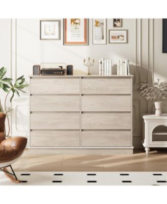 8 Drawer Fabric Deep Drawer Double Dresser with Wide Top, Bedroom Chest of Drawers