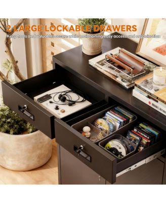 Large Metal Cabinet with 2 Lockable Drawers, Adjustable Shelf, Thickened Steel