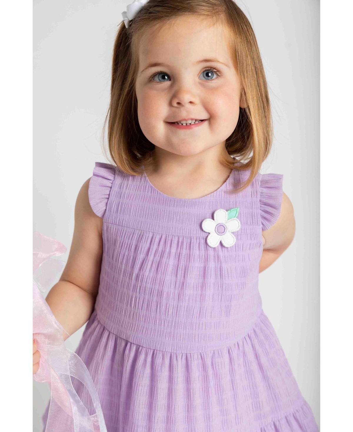 Florence Eiseman Toddler Girls Crinkle Lawn Dress With Flower