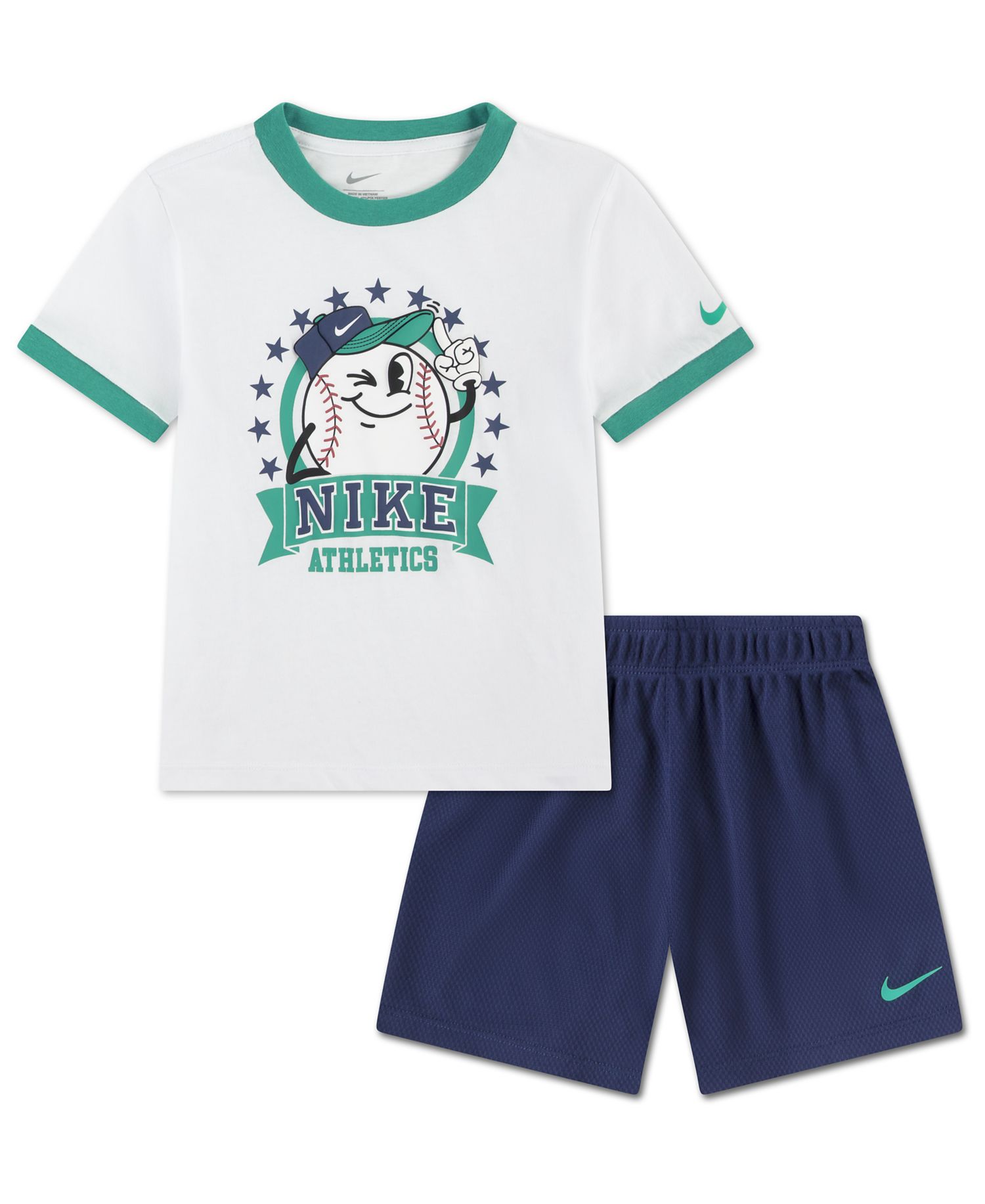 Boys' 2T-7 Dri-FIT Baseball Character Short-Sleeve T-Shirt and Shorts, 2-Piece Set