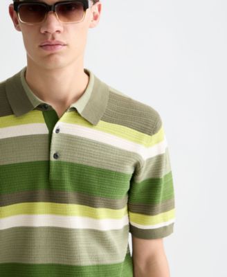 Men's Striped Knitted Polo Shirt