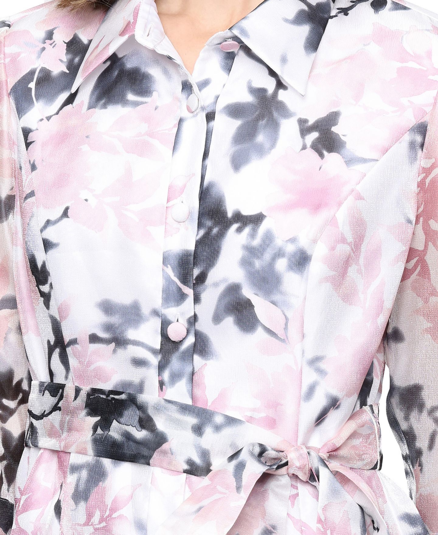Женский топ Alex Evenings Petite Printed Collared, цвет: Слоновая кость розовый — фото 2