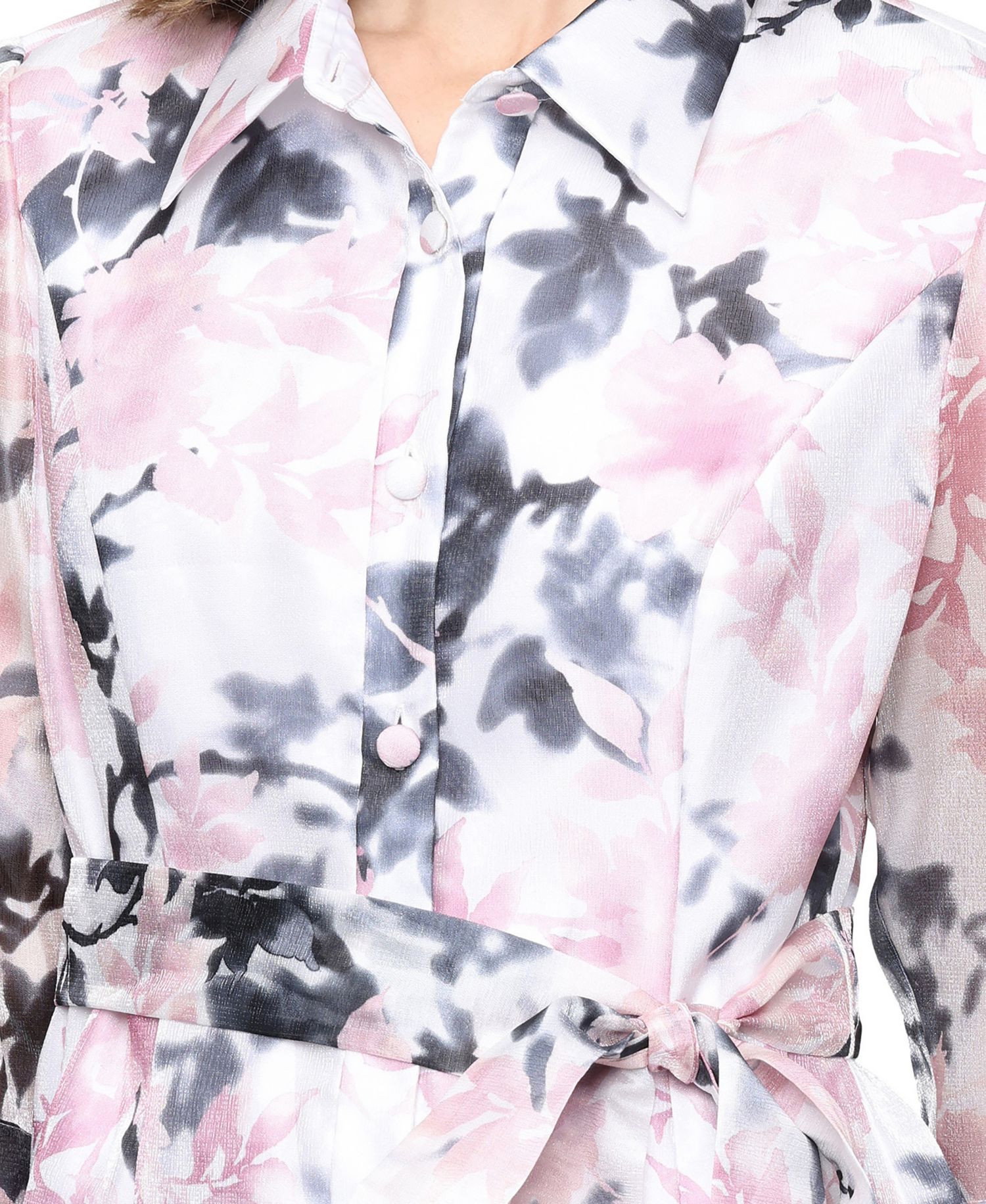 Petite Printed Collared Top