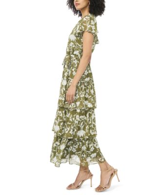 Women's Flutter-Sleeve Tiered Dress