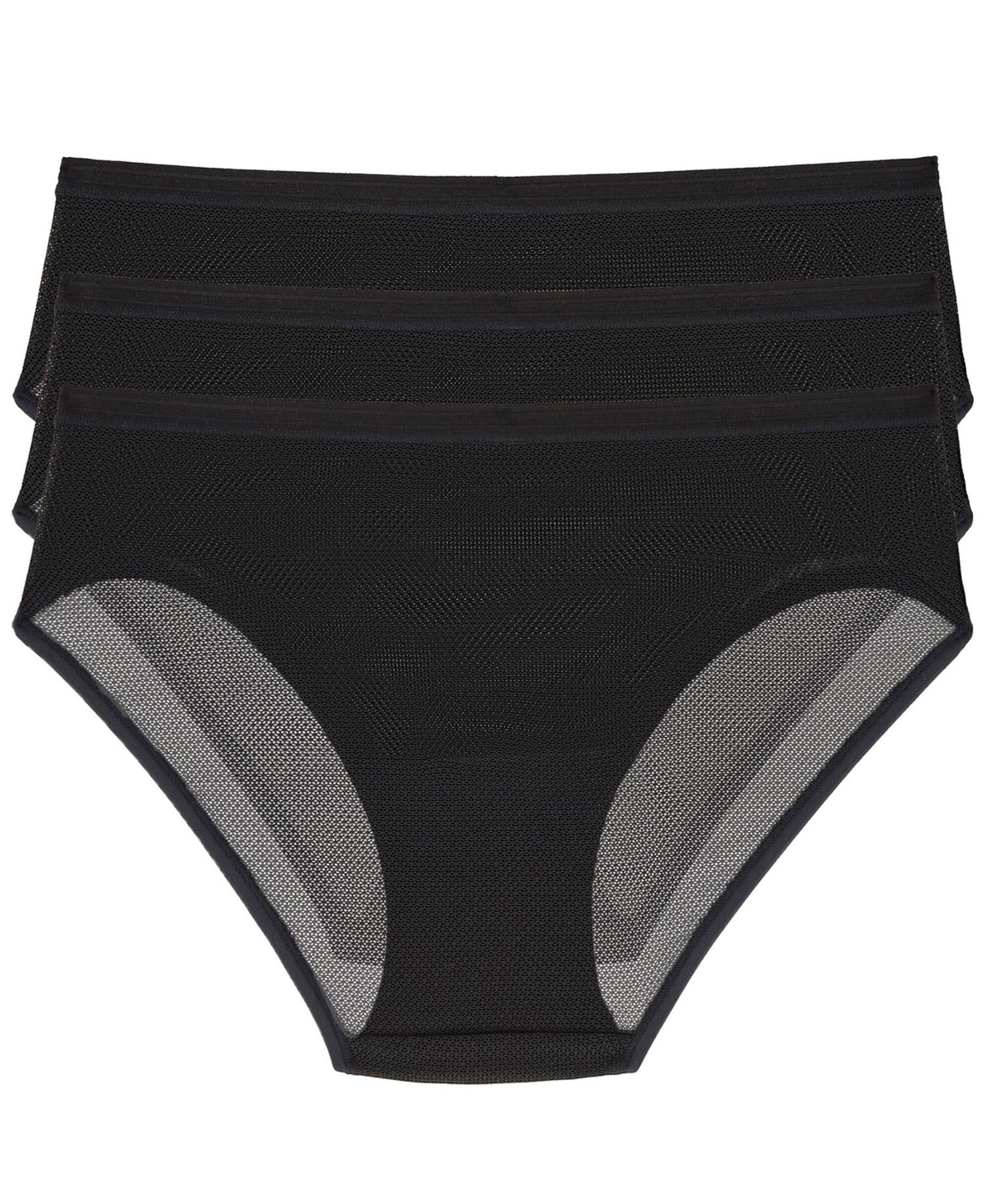 Women's Sheer Striped Bikini Panties, 3-Pack Set
