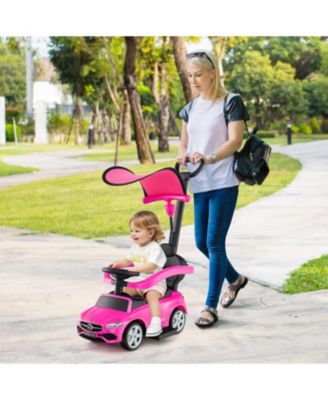 3-in-1 Ride on Push Car Mercedes-Benz Licensed Sliding Car with Canopy