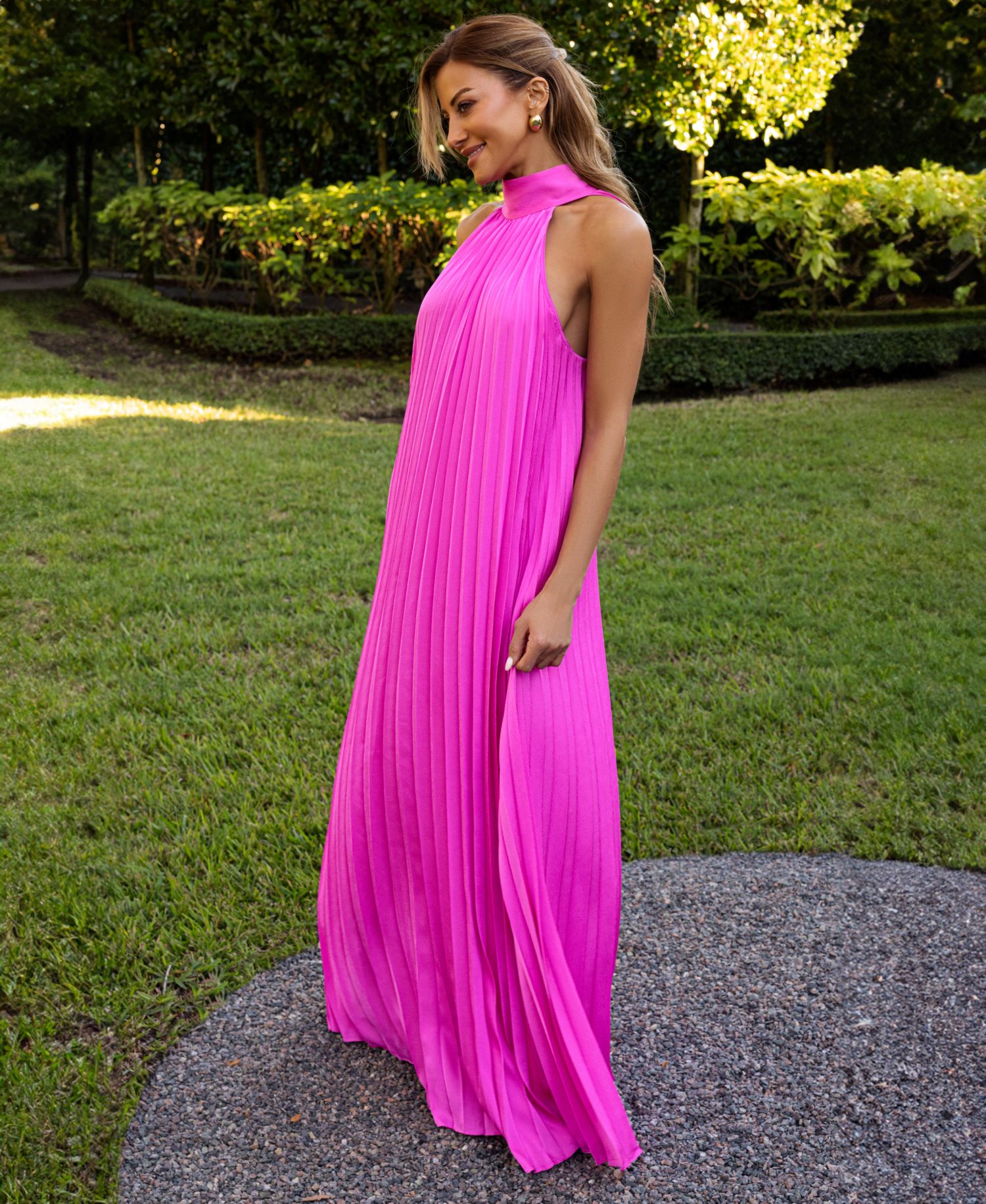 Women's Pleat Detail Ball Gown Dress