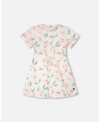 Toddler Girls French Terry Dress Off Printed Flowers