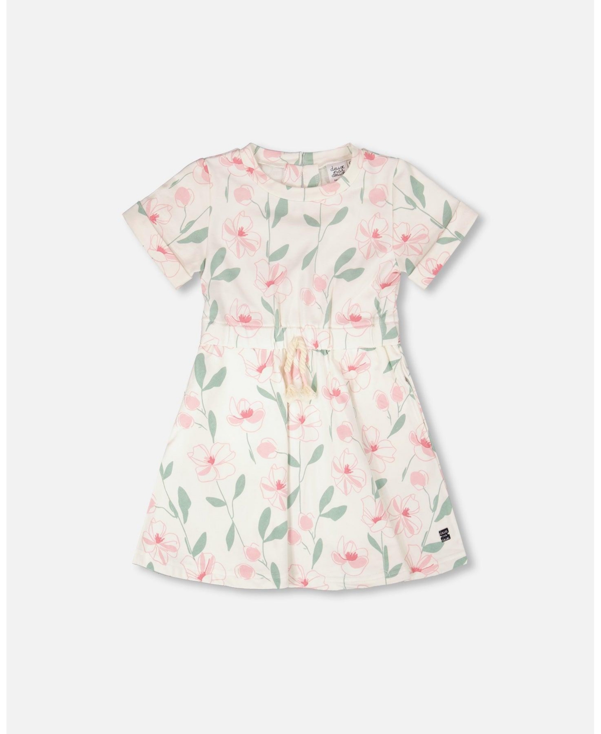 Deux par Toddler Girls French Terry Dress Off Printed Flowers