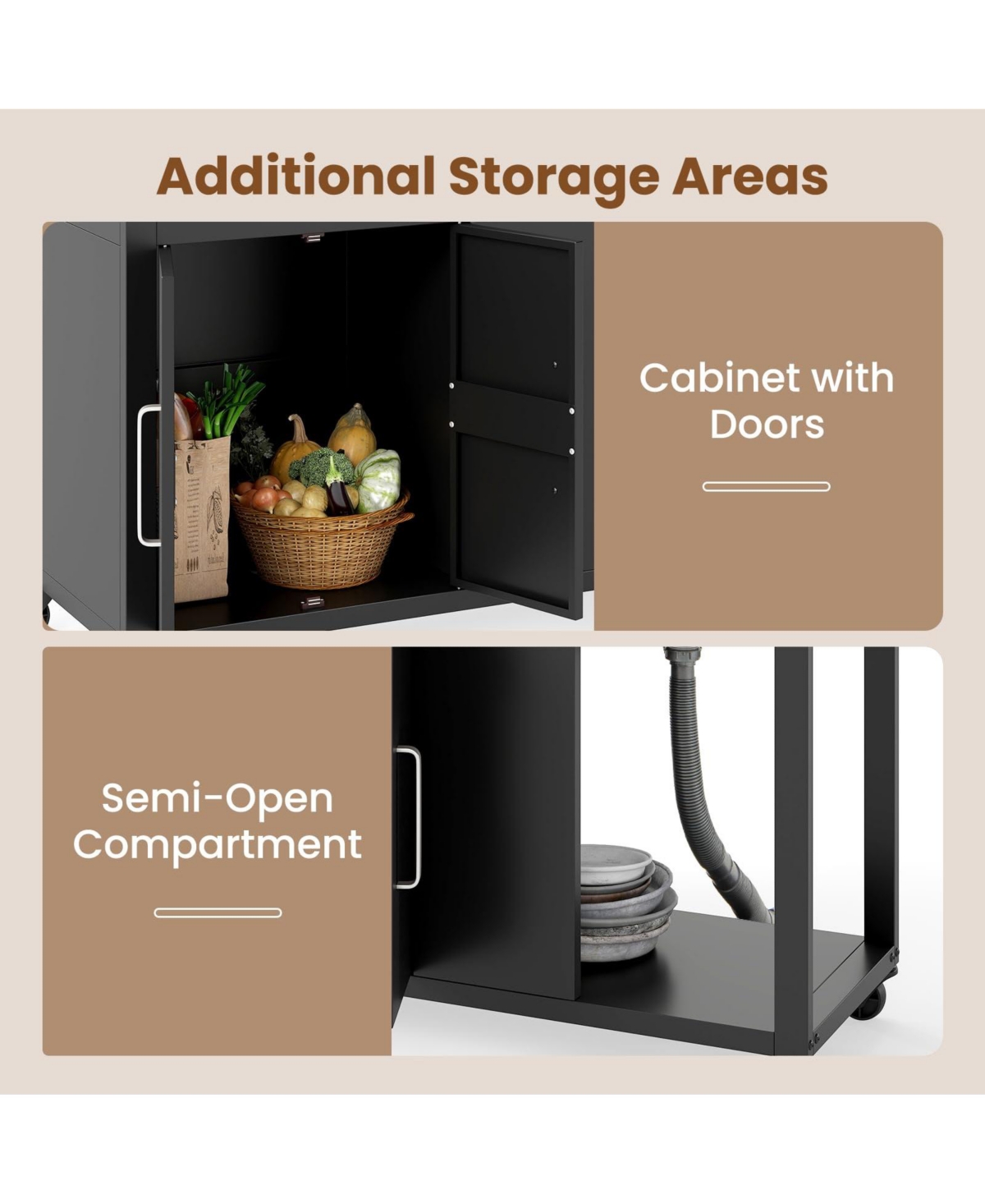 Ecooso 56 Inches Outdoor Grill Table with Sink and Stainless Steel