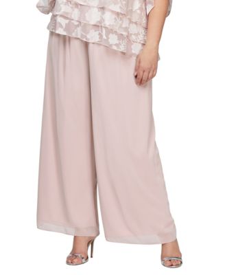 Plus Size Wide-Leg Chiffon Pants