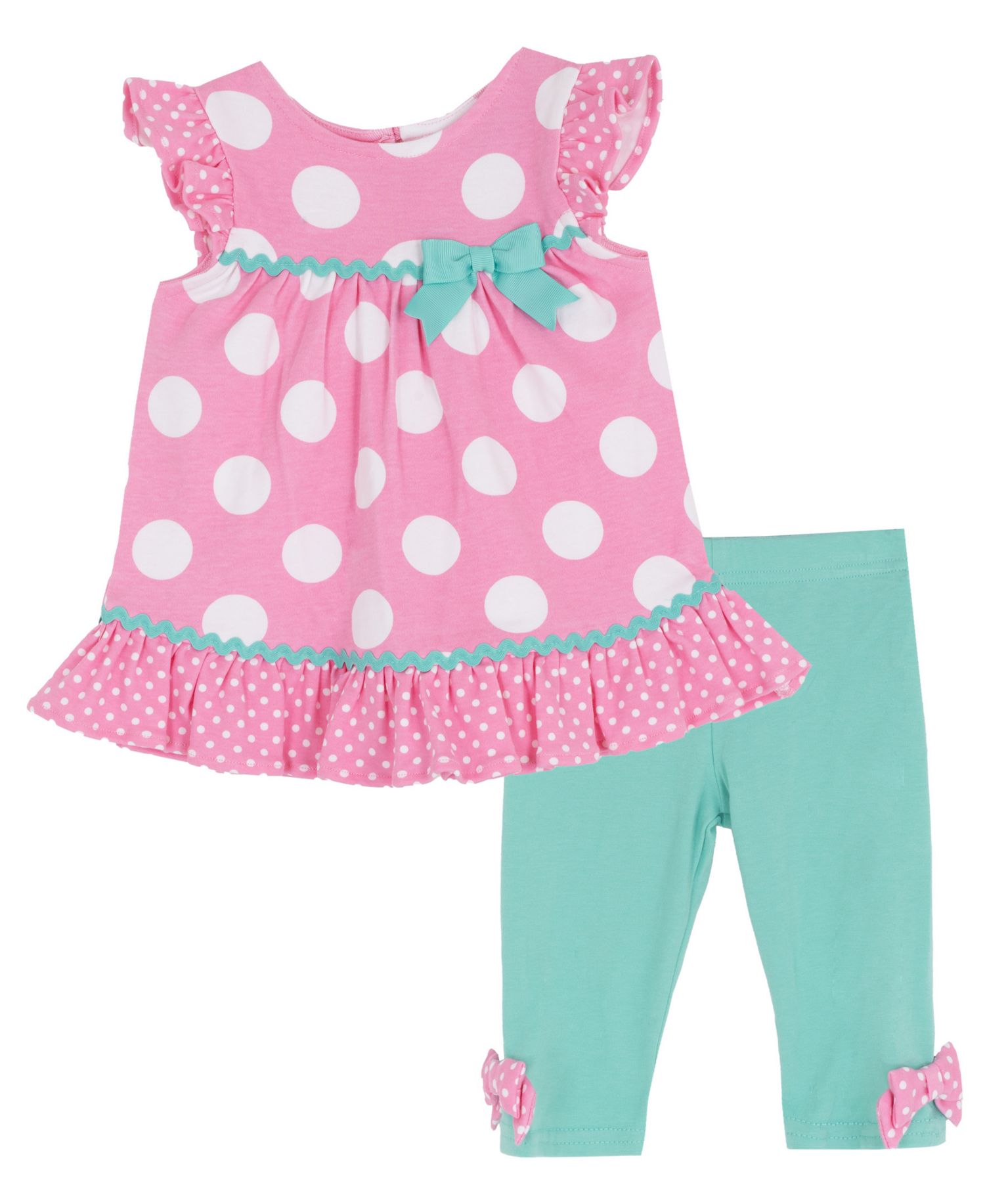 Baby Girls' Interlock Crewneck Top and Pull-On Leggings, 2-Piece Set