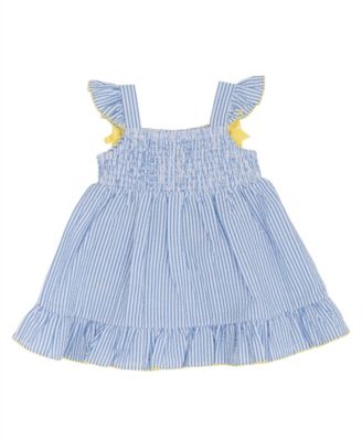 Baby Girls' Pineapple Schiffli Seersucker Square Neck Dress and Panty, 2-Piece Set