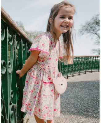 Baby Girls Muslin Dress with Printed Flowers