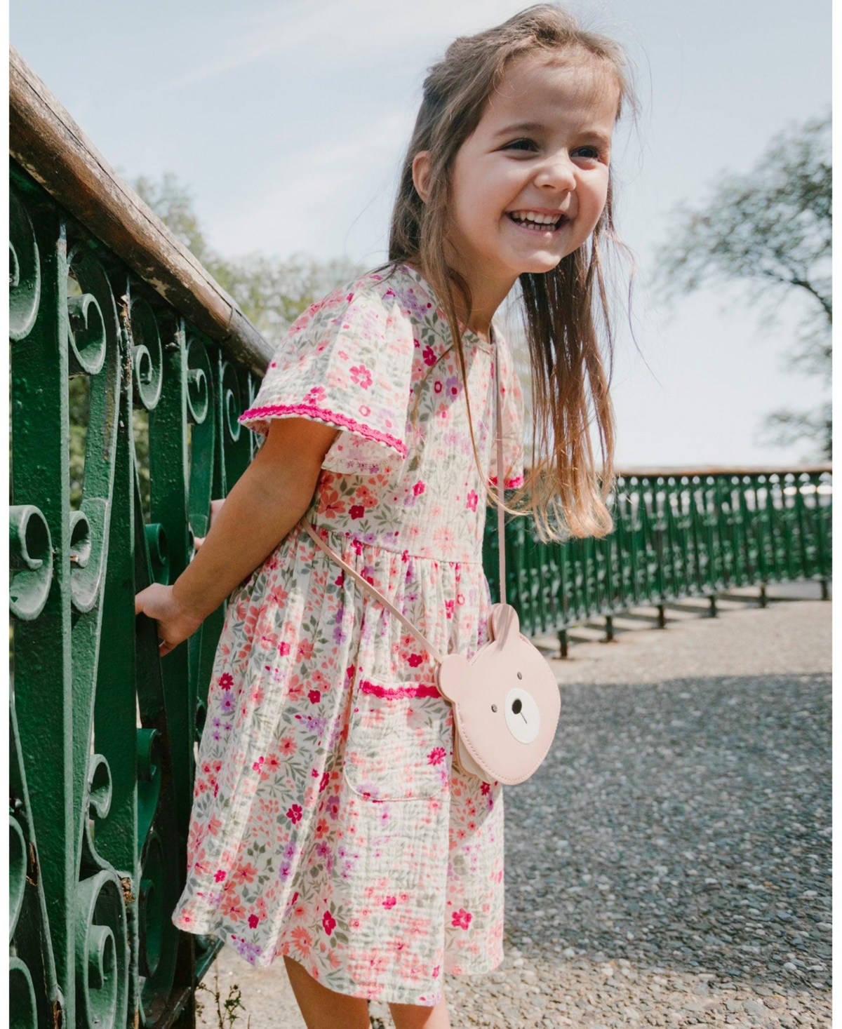 Deux par Baby Girls Muslin Dress with Printed Flowers