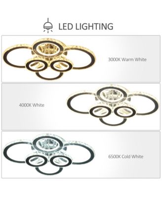 LED Hanging Chandelier Lighting Fixture w/ 6 Rings & 50,000 Hour Lifespan