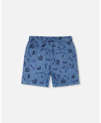 Toddler Boys Chambray Shorts Printed Skateboards