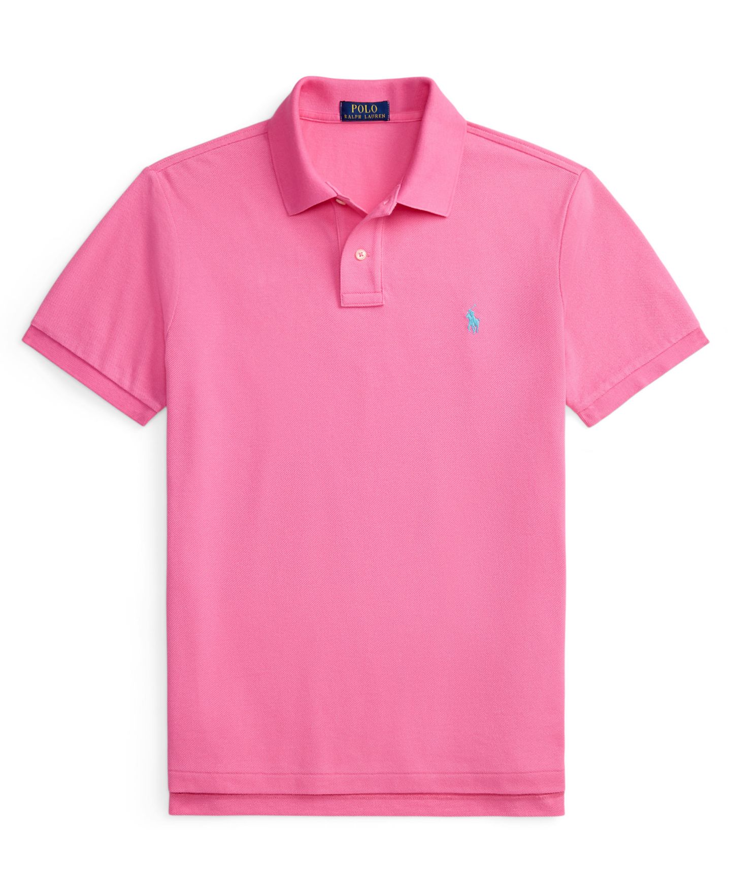 Мужское поло Polo Ralph Lauren Cotton Custom Slim Fit Mesh Polo Shirt, цвет: Розовый — фото 5