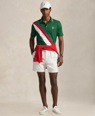 Men's Striped Piecing Short-Sleeve Polo Shirt