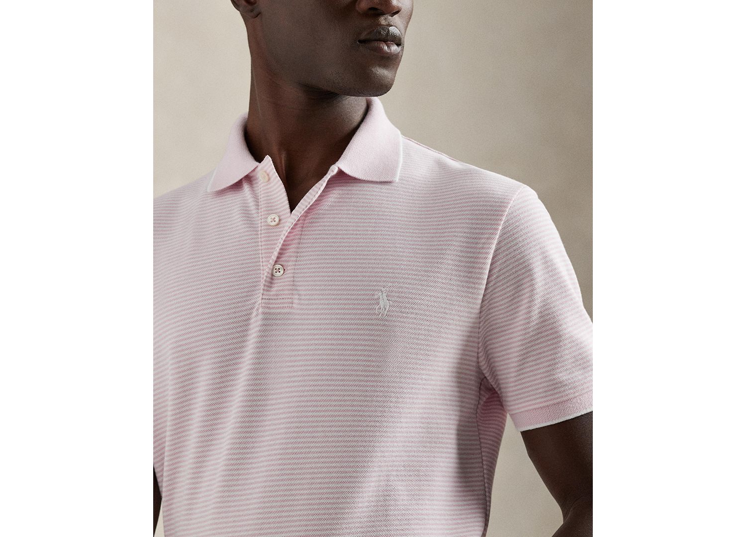 Men's Striped Stretch Mesh Polo Shirt