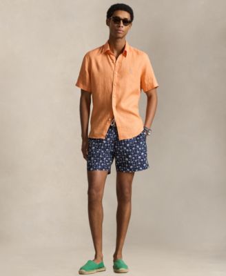 Men's Short-Sleeve Linen Button-Up