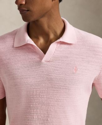 Men's Short-Sleeve Textured  Sweater Polo Shirt