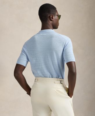 Men's Short-Sleeve Textured  Sweater Polo Shirt