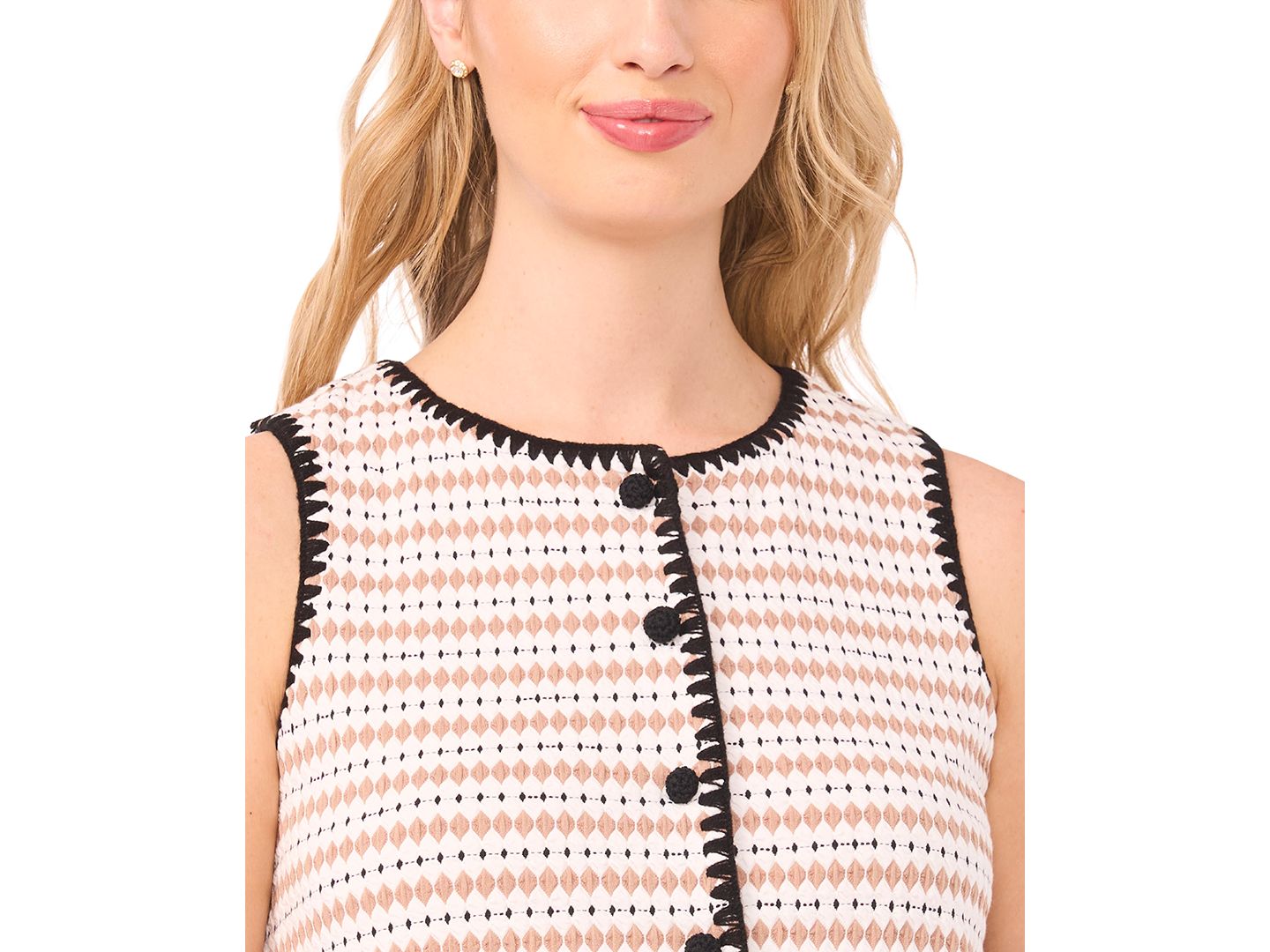 Женский топ CeCe Crochet Detail Sleeveless Crew Neck Vest Top, цвет: Карамельный — фото 3