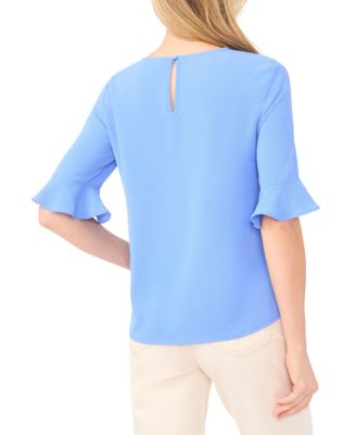 Women's Ruffled-Cuff 3/4-Sleeve Crew Neck Top
