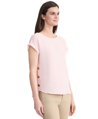 Women's Short-Sleeve Button Detail Blouse