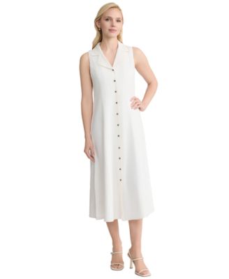 Women's Collared Linen-Blend Maxi Shirtdress
