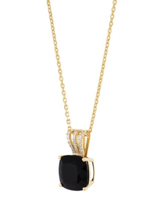 Onyx (2-5/8 ct. t.w.) and Diamond Accent Necklace in 10k Yellow Gold