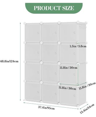 Space-Saving Modular Shoe Storage Cabinet – 12-Cube Stackable Organizer with Doors