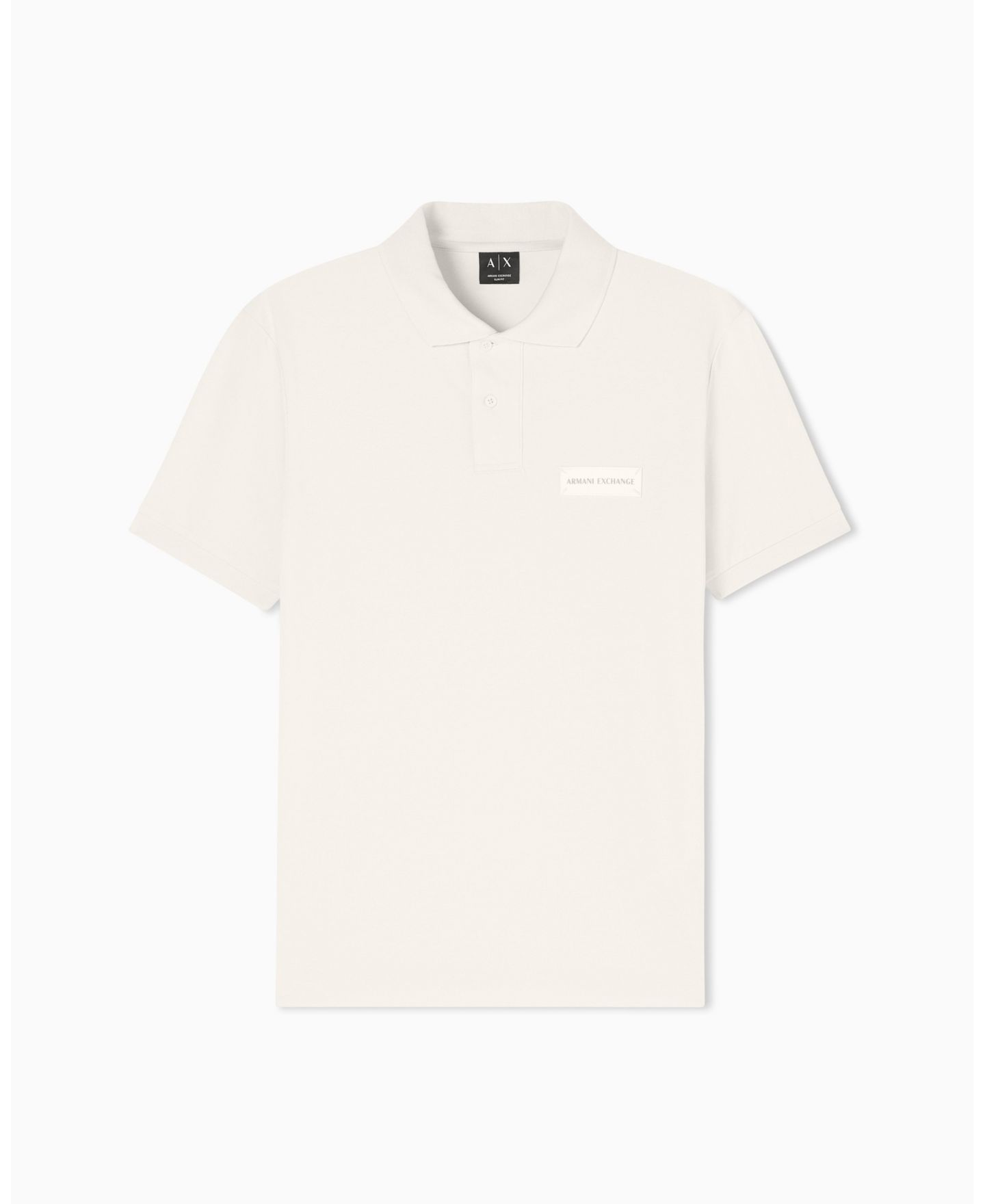 Мужское поло A|X Armani Exchange White Edition Short Sleeve Pique Polo Shirt, цвет: Кремовый — фото 1