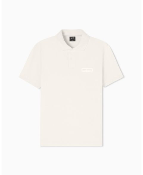 Мужское поло A|X Armani Exchange White Edition Short Sleeve Pique Polo Shirt, цвет: Кремовый