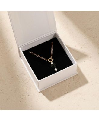 Stainless Steel Heart Drop Necklace and Earrings Set with Freshwater Pearl