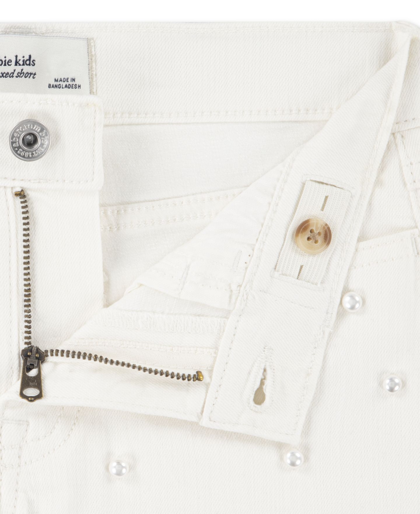 Шорты abercrombie kids Pocket Detail Twill Shorts для девочек, цвет: Белый — фото 3