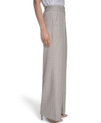 Women's Windowpane Wide-Leg Pants