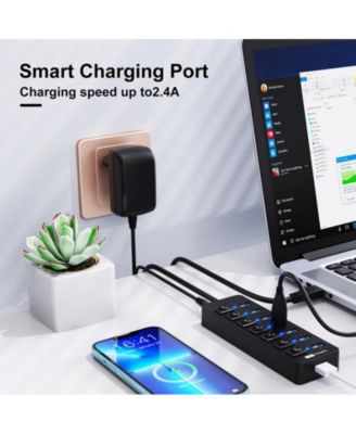 7-Port USB 3.0 Hub, Individual Switches, 5Gbps High-Speed Data Transfer,for Laptop, PC, MacBook,Ideal for Home, Office