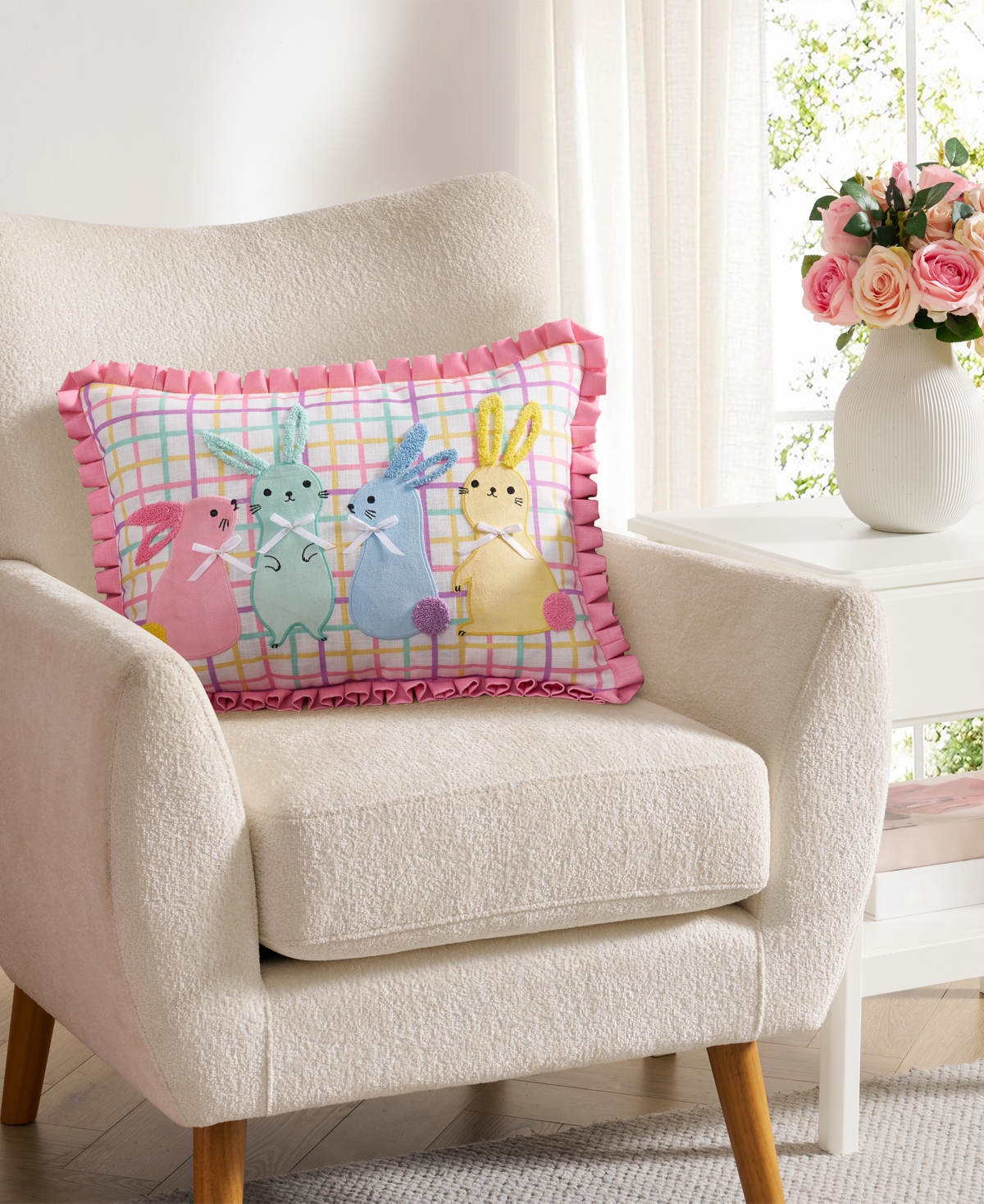 Hallmark Bunny BFFs Reversible Decorative Pillow, 14" x 20"