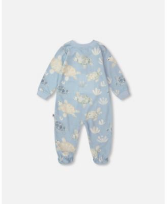 Baby Boys Cotton Jersey One-Piece Pyjama Blue Turtle Print