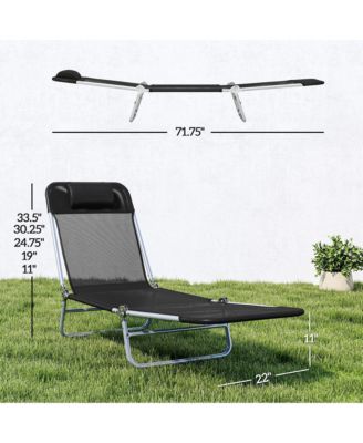 Foldable Reclining Pool & Beach Chair w/ Pillow,