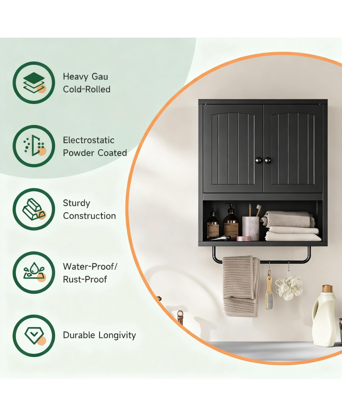 Yigii Metal Bathroom Cabinet with Adjustable Shelves