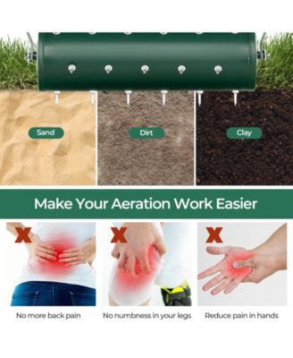 21 Inch Manual Lawn Aerator with Detachable Handle Filled with Sand or Stone
