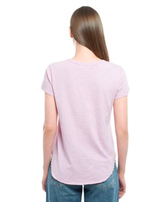 Women's Short Sleeve Shrunken V-Neck Shirttail Tee