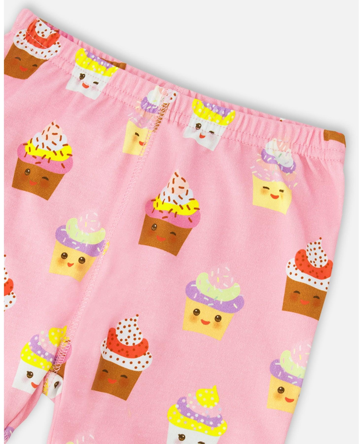 Deux par Toddler Girls ganic Cotton Two-Piece Pyjama Set Pink Cupcake Print