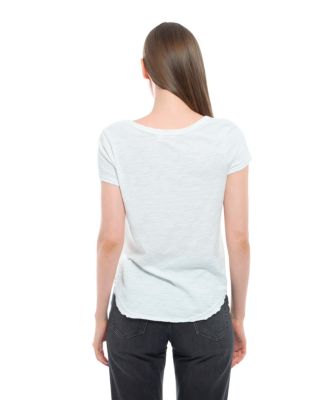 Women's Short Sleeve Shrunken V-Neck Shirttail Tee