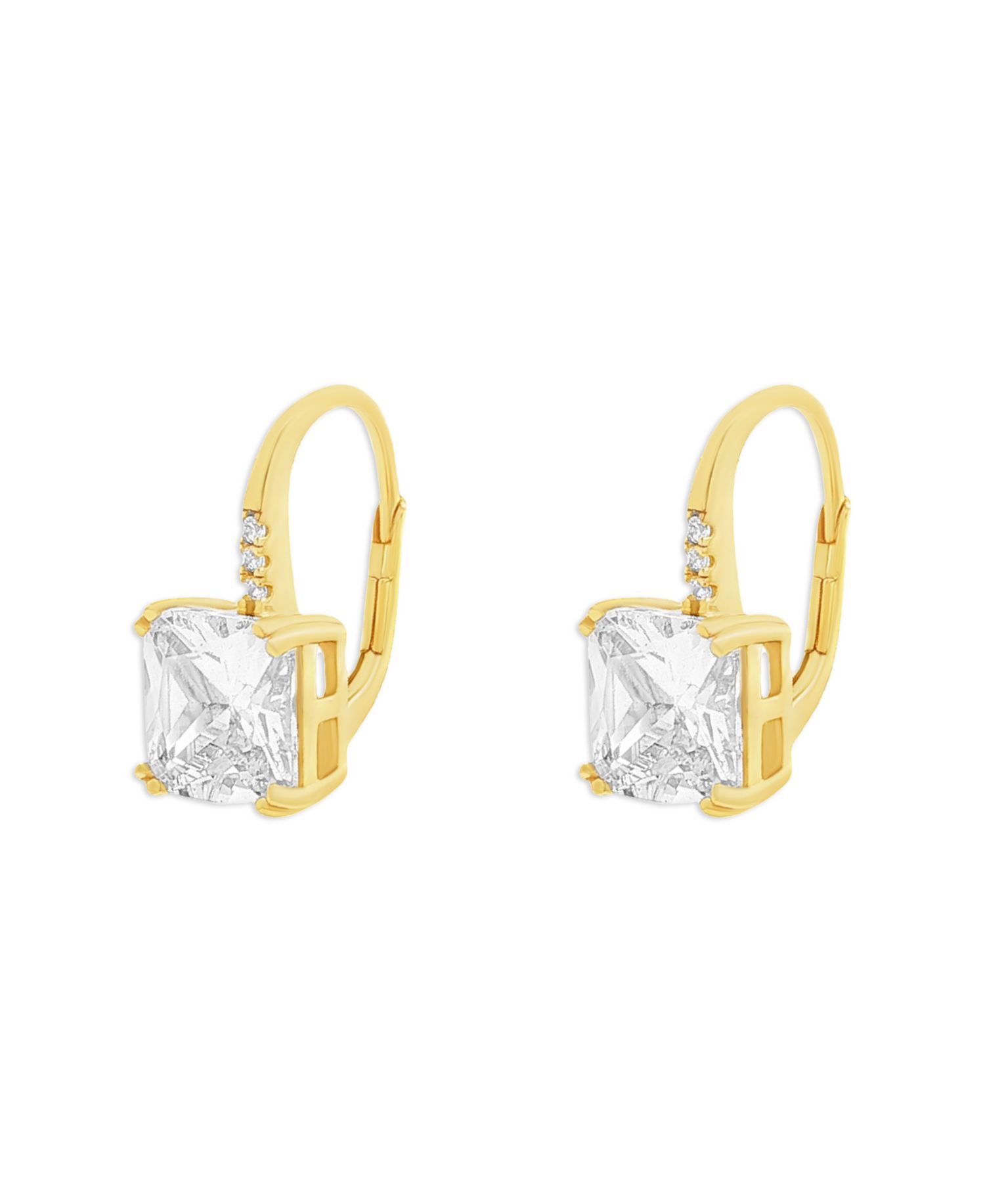 Pave Square Leverback Cubic Zirconia Earrings