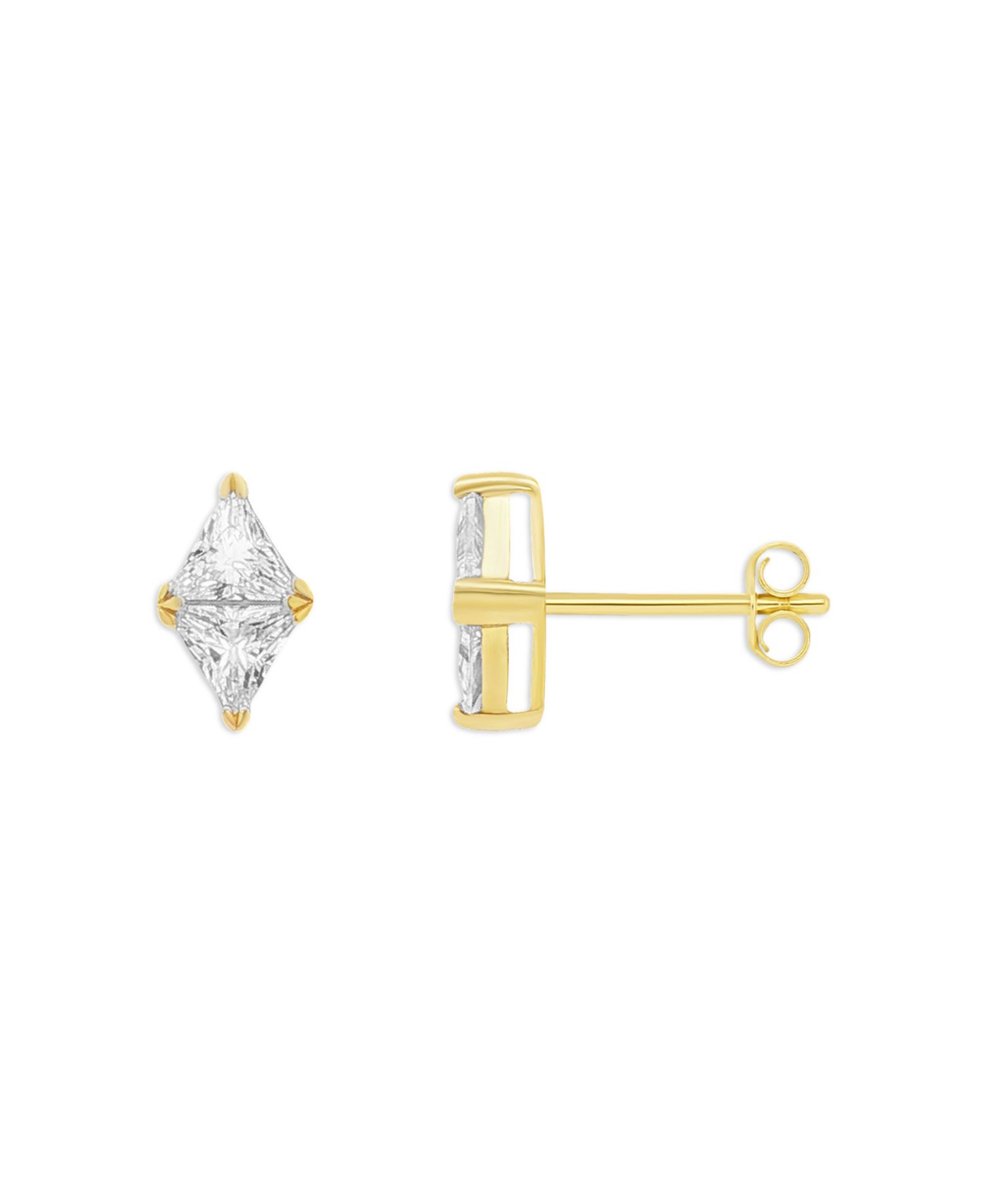 Sterling Silver Duo Triangle Cubic Zirconia Stud Earrings