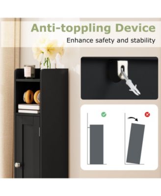 Slim Bathroom Corner Storage Cabinet with 1 Door and Adjustable Shelves